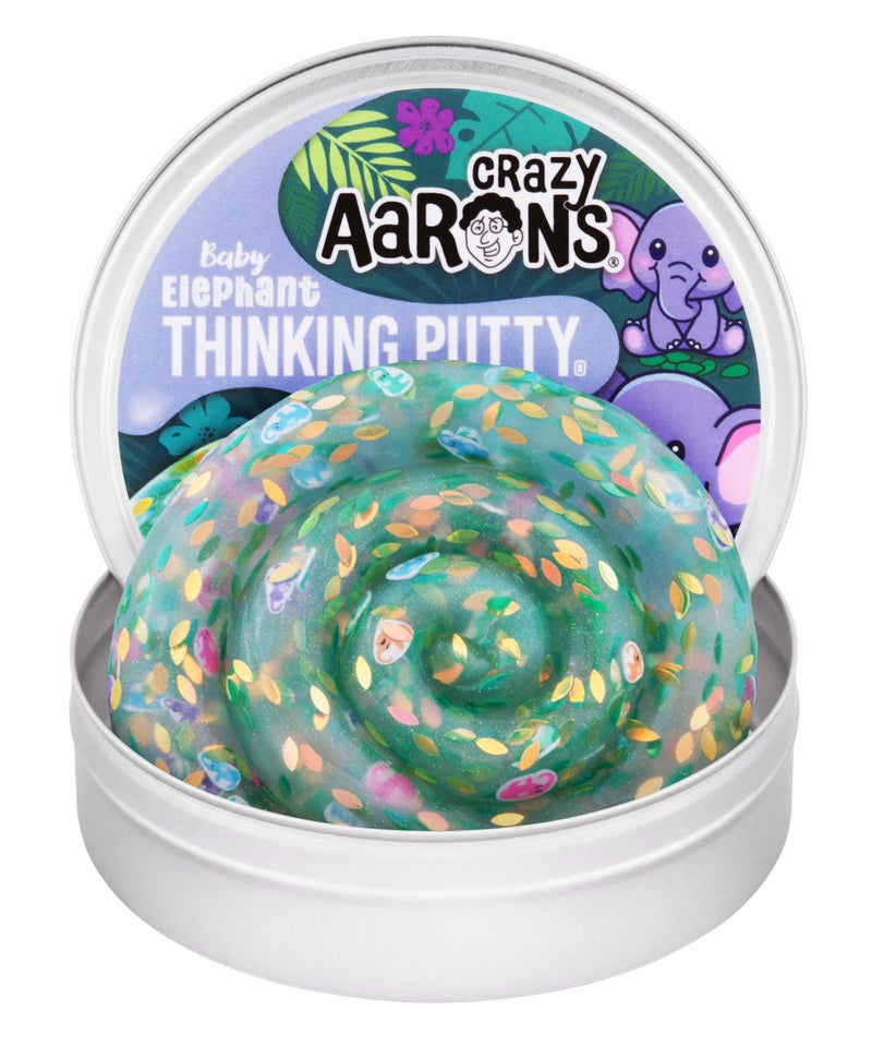 Crazy Aaron's Thinking PuttyÂ® - Baby Elephant - See-Through Sensory Putty for Kids and Grown ups in a 4" Tin - Creative and Endless Fun, Stress Relief Therapy Toys, Never Dries Out - Made in USA - Image 1