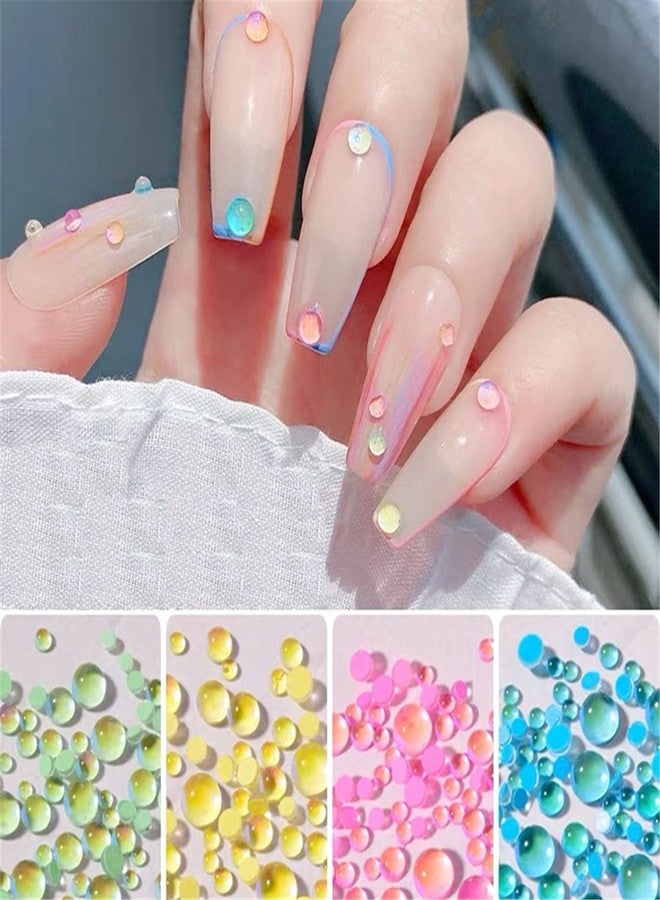 Dedyel Nail Art Pearls Gradient Flat Bottom Half Round Pearl Mermaid Bubble Beads Mixed Size 2/3/4/5/6/7mm Aurora Flat Bottom Pearls DIY Nail Art Decoration Materials (9 Colors) - Image 2