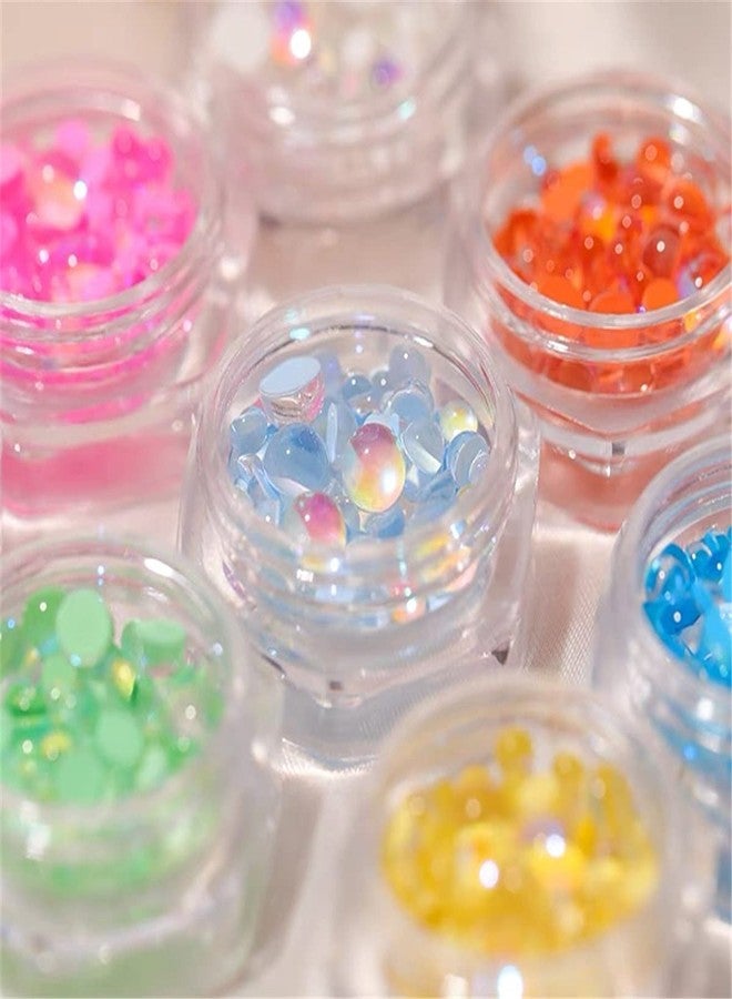 Dedyel Nail Art Pearls Gradient Flat Bottom Half Round Pearl Mermaid Bubble Beads Mixed Size 2/3/4/5/6/7mm Aurora Flat Bottom Pearls DIY Nail Art Decoration Materials (9 Colors) - Image 5
