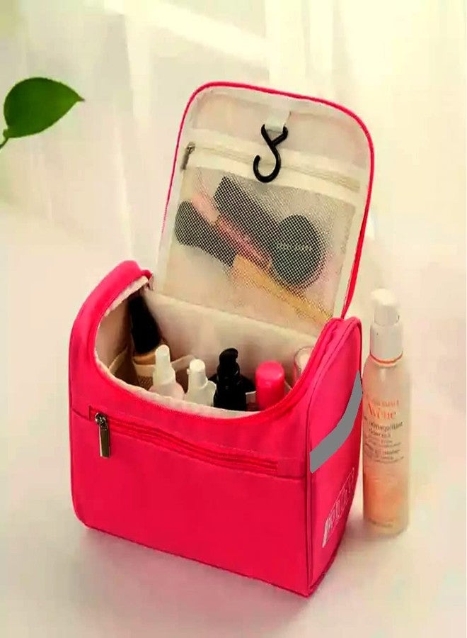 ERHETUS Multipurpose Large Cosmetic Bag for Women | Makeup Pouch for Travel | Toiletry Bags with Hook for Hanging | Waterproof Grooming Kit Storage Pouches for Men (Red) - Image 4