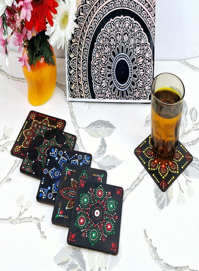 StepsToDo Wooden Dot Mandalas Paint Kit (H) - DIY Tea Coaster Set with Holder | 6 Square MDF Coasters, Acrylic Colours, Dotting Tools, Brushes & Stand | Mandala Art Kit for Beginners & Artists - Image 5