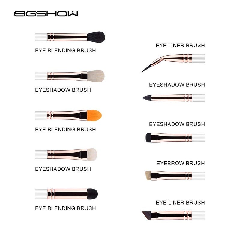 EIGSHOW 10 Pcs Eye Makrup Brush Set Professional Eye Makeup Brushes for Eyeshadow Concealer Eyeliner Brow Blending Brush Tool Rose Gold - Image 2