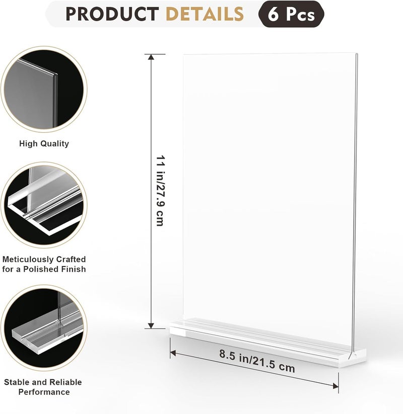 Femora Acrylic Sign Holder, 8.5x11 inches Clear Sign Holder Plastic Paper Holder, Double Sided Display Stand Table Top Sign Paper Holder, Vertical Menu Flyer Holder for Office, Store, Menu, Retail, Show, - Image 4