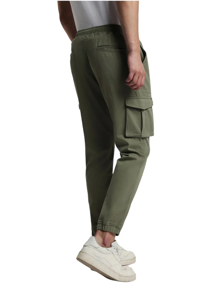 Dennis Lingo Light Olive Casual Trousers for Men, Slim Fit