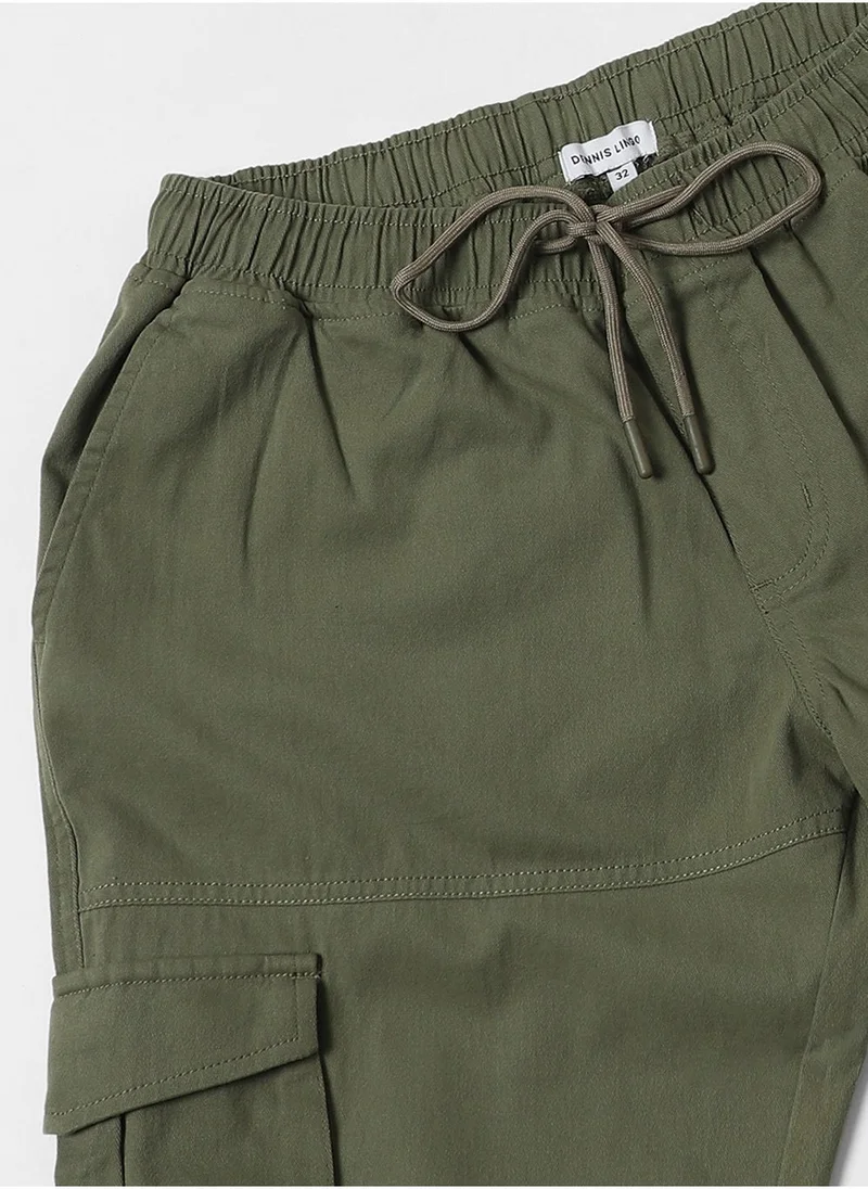 Dennis Lingo Light Olive Casual Trousers for Men, Slim Fit