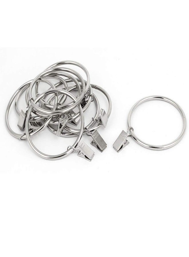 Wideskall 40 Pcs 1.5" inch Curtain Rings with Clips Chrome Silver - Ring Support 66 lbs, Strong Clip Hold 11 lbs, Easy Open & Close - Image 1
