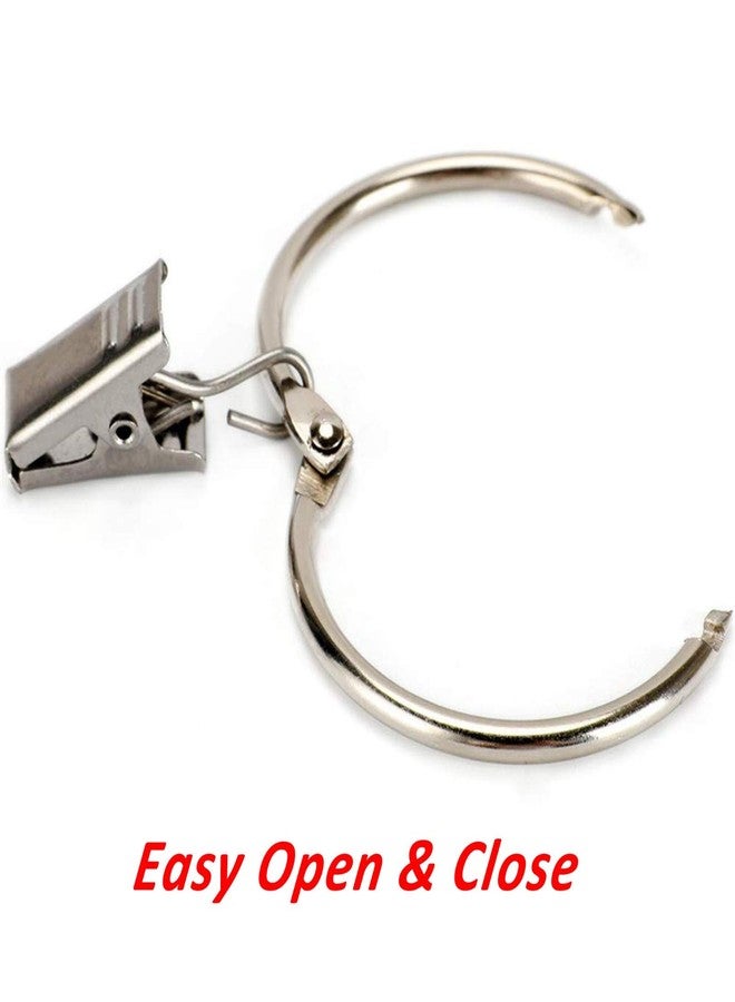 Wideskall 40 Pcs 1.5" inch Curtain Rings with Clips Chrome Silver - Ring Support 66 lbs, Strong Clip Hold 11 lbs, Easy Open & Close - Image 4
