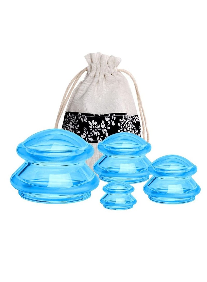 4Pcs Set Moisture Absorber Anti Cellulite Vacuum Cupping Cup Silicone Family Facial Body Massage Therapy - Image 1