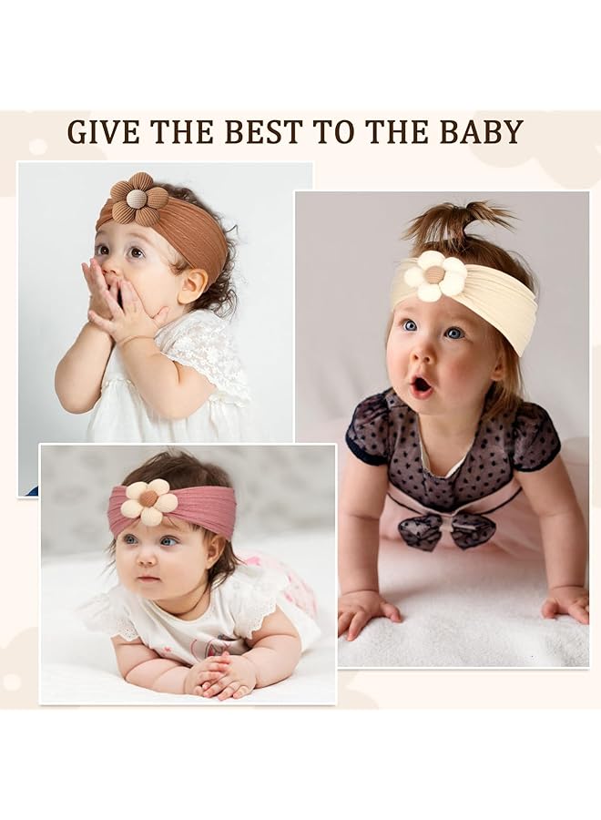 erorex 3 Pcs Baby Flower Headbands Baby Girls Nylon Headbands Soft Hairbands Hair Accessories For Newborn - Image 3