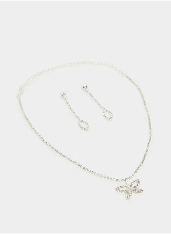 Styli Set of 2 - Butterfly Pendant Necklace & Dangle Earrings  - Image 3