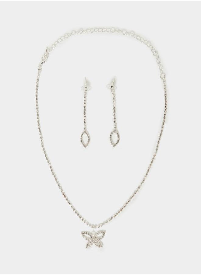 Styli Set of 2 - Butterfly Pendant Necklace & Dangle Earrings  - Image 2