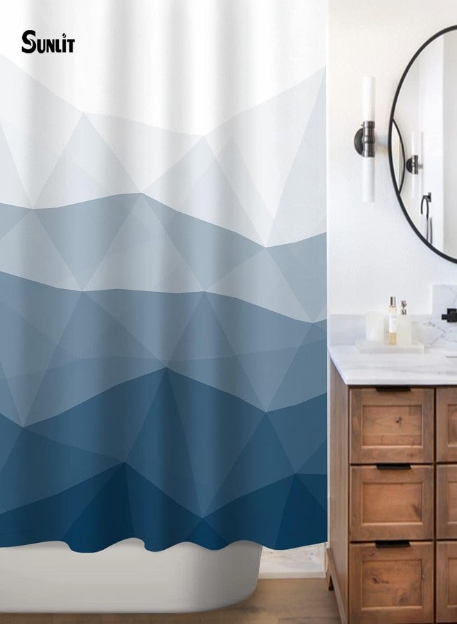 Sunlit ستارة دش مصممة مشمسة شهيرة، قماش أومبري أزرق ستائر دش عصرية لتزيين الحمام - Image 5