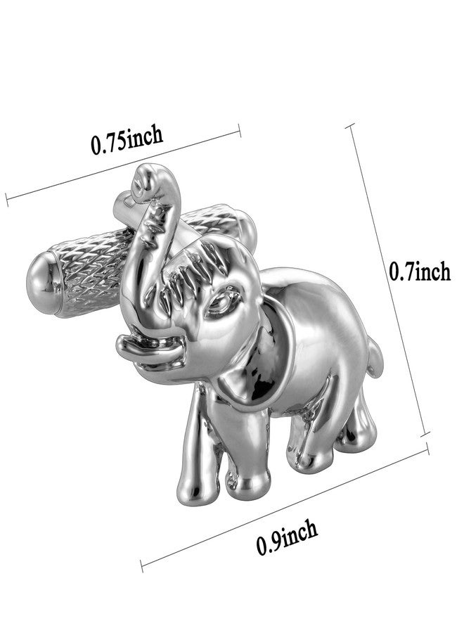 هاوسن أزرار أكمام رجالية من هاوسون بتصميم فيل سفاري، فضية اللون، إكسسوارات مستوحاة من أجواء الغابة لحفلات الزفاف في وجهات سياحية وفعاليات خيرية متعلقة بالحياة البرية. - Image 2