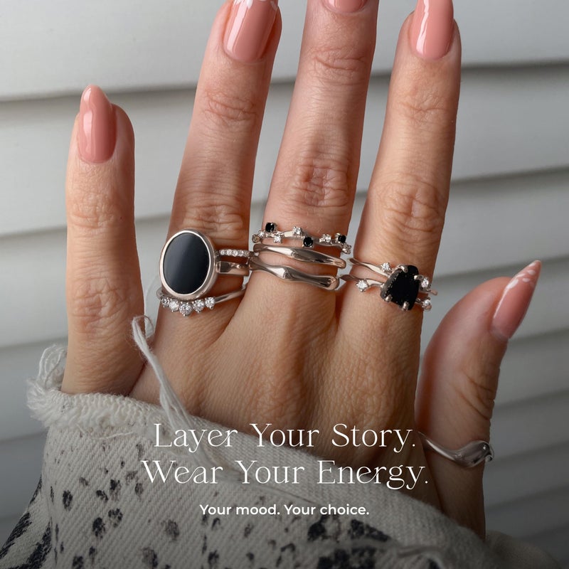 Moon Magic Authentic Moonstone Ring for Women | Amethyst, Aquamarine, Black Obsidian Ring Flow/Real 925 Sterling Silver | 18k Rose and Yellow Gold Raw Crystal Rings for Women/Genuine Gemstone Jewelry - Image 4