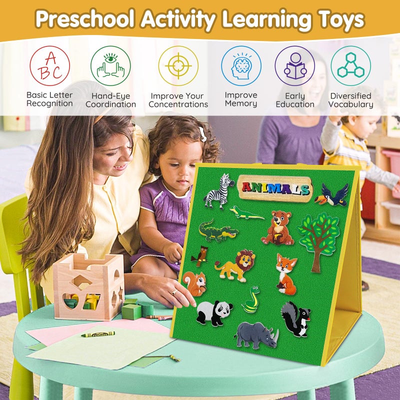 AKAYOK Foldable Felt Board for Toddlers 17x17 DoubleSided Flannel Board for Preschool Learning  Storytelling  Portable Felt Board for Classroom Wall or Table Top Autism Must Haves Homeschool Supplies - Image 3