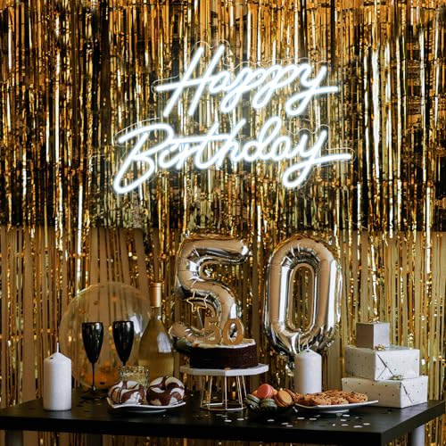 Dengduoduo Happy Birthday Neon Sign for Wall Decor, LED Happy Birthday Light Up Sign, USB Powered Dimmable Neon Light for Birthday Party Decorations Backdrop, White - Image 5