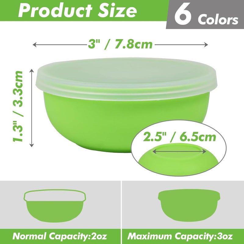 KOLUTI Nonstick Silicone 2oz Pinch Bowls Set of 6 Mini Colorful Condiment Sauce Dip Prep Bowl with Lid Snack Serving Food Storage Mixing Containers for Side Dish Microwave  Freezer Safe - Image 2