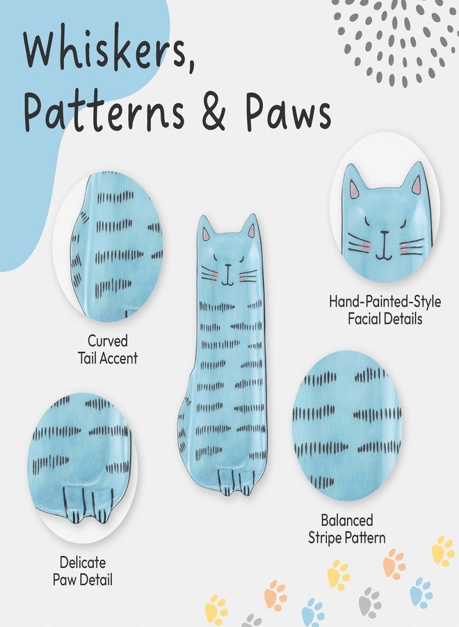 Bico Cartoon Cat Appetizer Plates Set of 4, Small Stoneware Ceramic Plates for Appetizer, Snacks, Sauce, Assorted Color, Microwave and Dishwasher Safe - Image 2