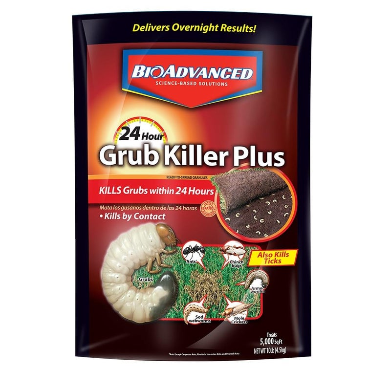 BioAdvanced 24-Hour Grub Plus for Lawns Ant, Tick, and Insect Killer, 10-Pounds, Ready-to-Spread Granules, Standard Bag - Image 1