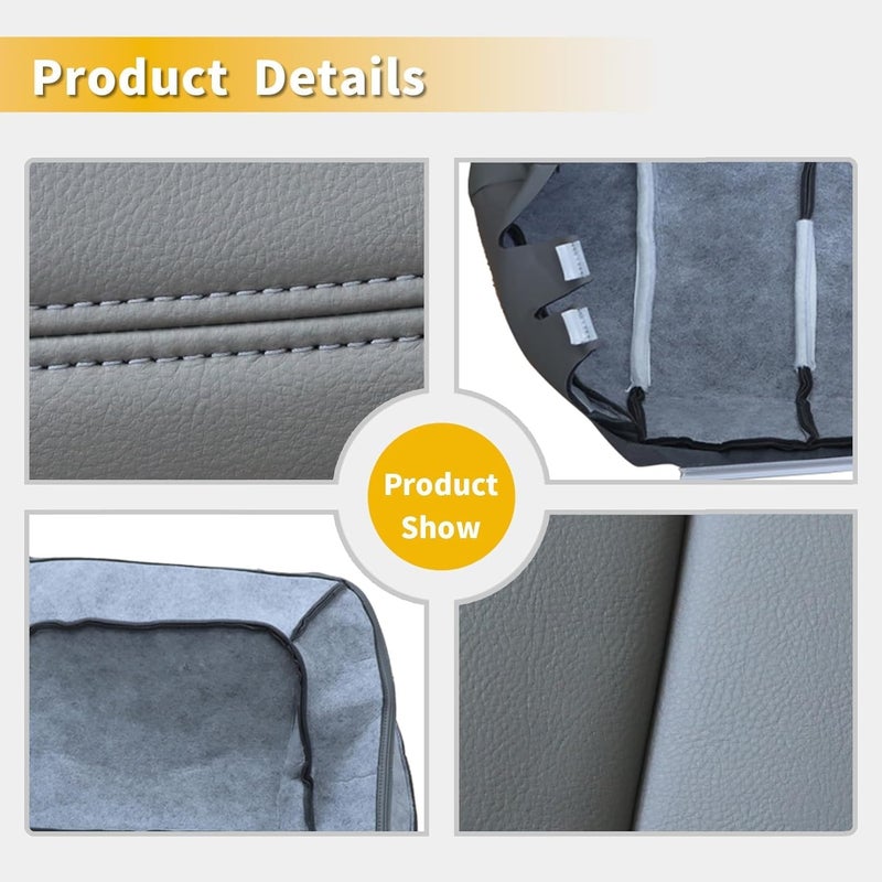 Aspaton Leather Seat Cover Set for Silverado and Sierra (2003-2006) - 4 Pcs, Pewter Gray - Image 4