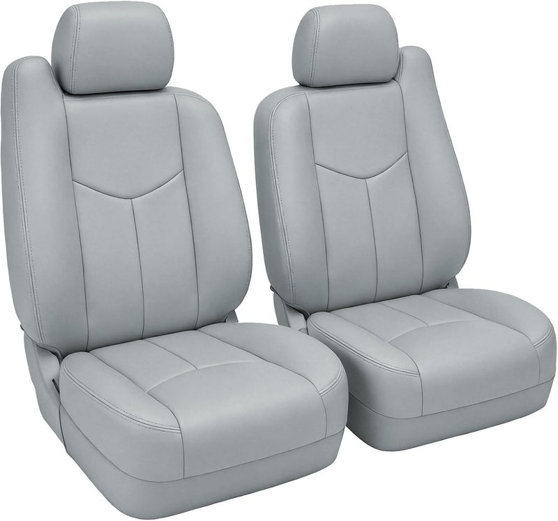 Aspaton Leather Seat Cover Set for Silverado and Sierra (2003-2006) - 4 Pcs, Pewter Gray - Image 2