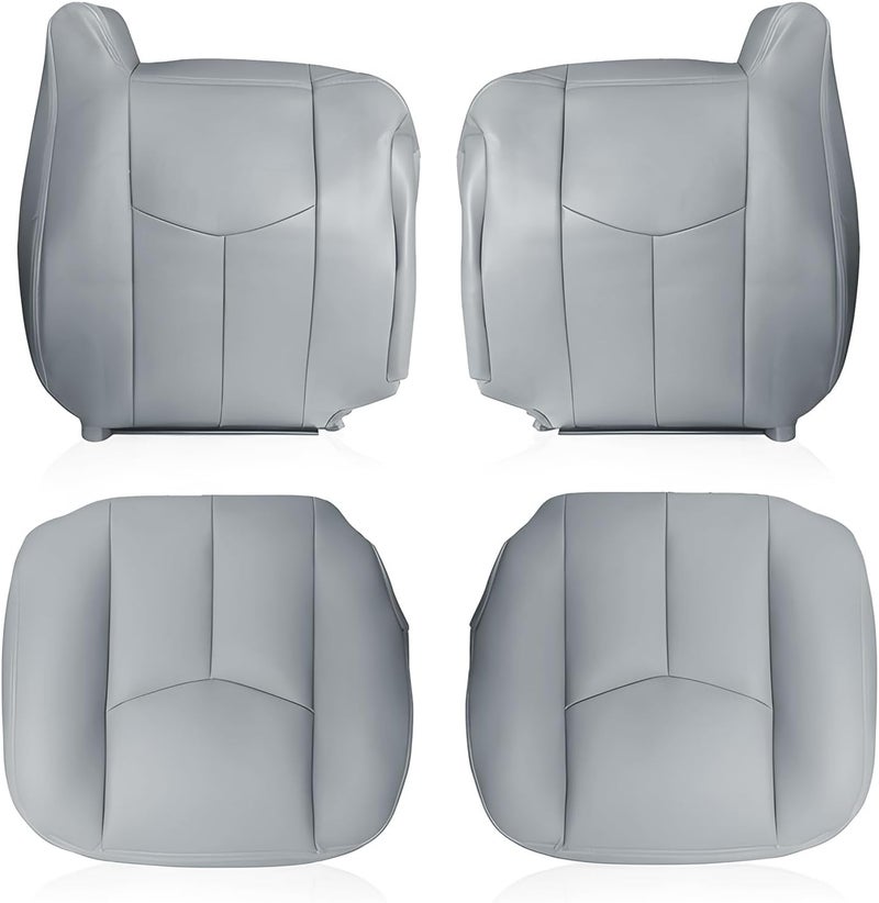 Aspaton Leather Seat Cover Set for Silverado and Sierra (2003-2006) - 4 Pcs, Pewter Gray - Image 1