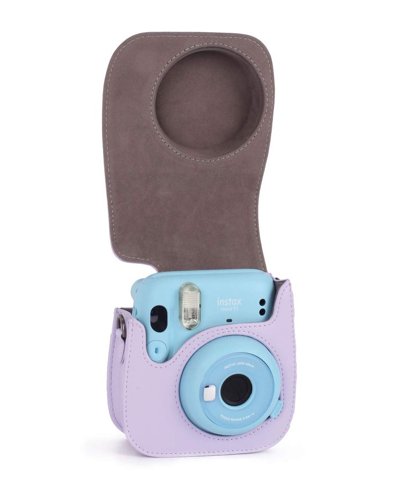 Phetium Instant Camera Case Compatible with Fujifilm Instax Mini 11,PU Leather Bag with Pocket and Adjustable Shoulder Strap (Lilac Purple) - Image 3