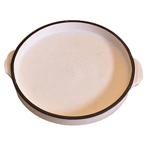 Kunhar Ceramic Snacks Serving Tray, Pizza Plate - 1 Piece, 10 Inch, White Black Border Matt Finish - Image 1