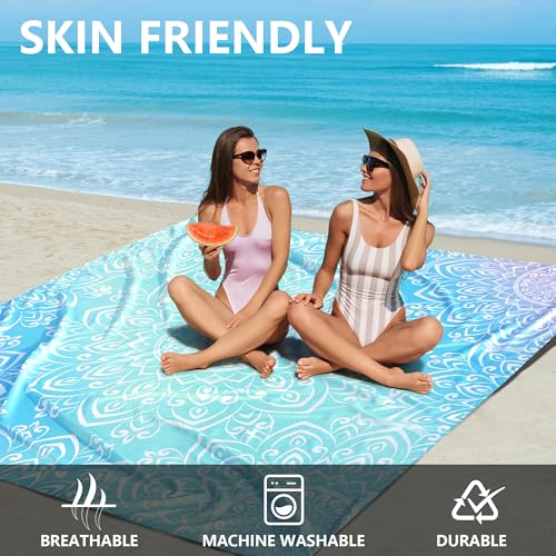 HIHOHO Beach Blanket Waterproof Sandproof Beach Mat for 18 Adults Quick Drying Durable Outdoor Picnic Mat for Beach Festival Travel Camping Hiking Gradiant BLMandarin 79834 Person - Image 3