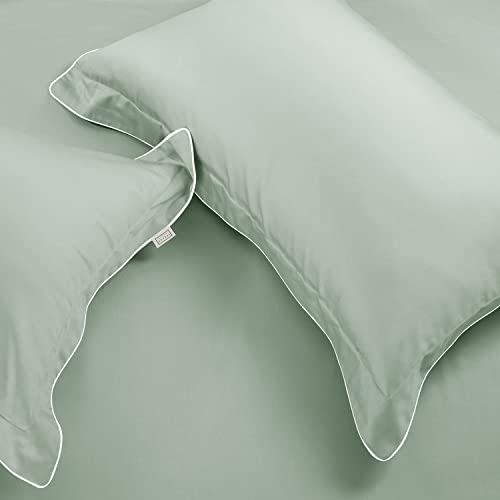 SPREAD SPAIN Italian Cotton 500 Thread Count King Size Pillowcases Super Soft and Breathable Envelope Closure Pillow Cases 22" x 34" Inches Mint - Image 1