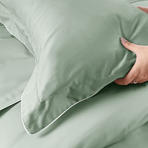 SPREAD SPAIN Italian Cotton 500 Thread Count King Size Pillowcases Super Soft and Breathable Envelope Closure Pillow Cases 22" x 34" Inches Mint - Image 3