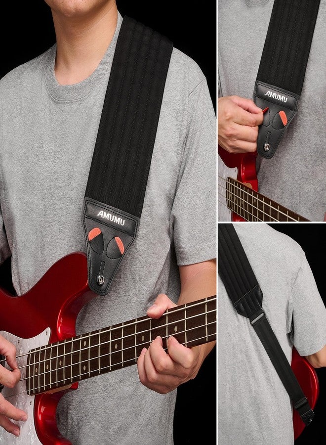 Amumu AIRAFT Bass & Guitar Strap 4" Ultra Wide - 0.7" Thick Breathable Convex 3D Air Cell Cushions - Neoprene Padding - Cotton Canvas Top - Adjustable Length 39"-45"(Short) - Image 5
