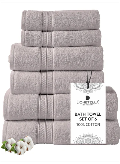 Donetella Premium Towel 6-Pcs Set, 100% Combed Cotton 600 GSM, Highly Absorbent, Quick Dry Towel Set Include 2 Bath Towel, 2 Bath Sheet, 2 Hand Towel, Best Set for Bathroom Gym, Hotel And Spa