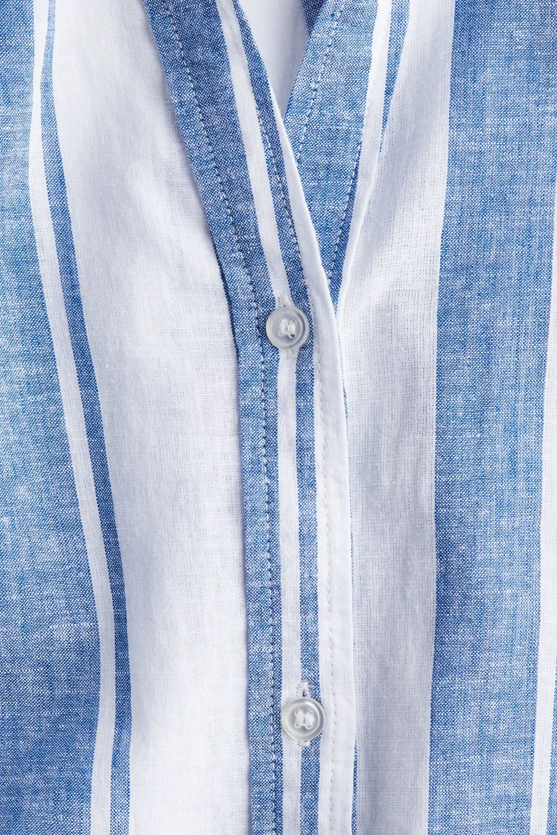 اتش اند ام فستان بتصميم قميص من مزيج الكتان