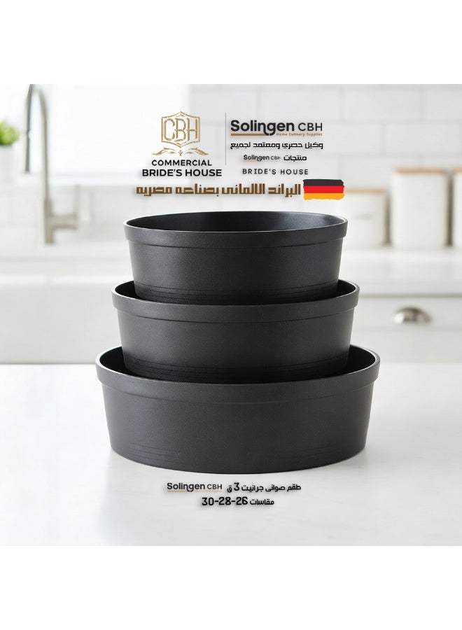 Solingen 3-piece granite cookware set, Black color