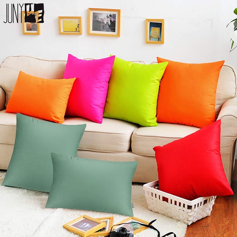 Thmyo 4-Pack 100% Cotton Comfortable Solid Decorative Throw Pillow Case Square Cushion Cover Pillowcase Sublimation Blank Pillow Covers(Cover Only No Insert)(16x16 inch/ 40x40cm  Mist Green) - Image 4