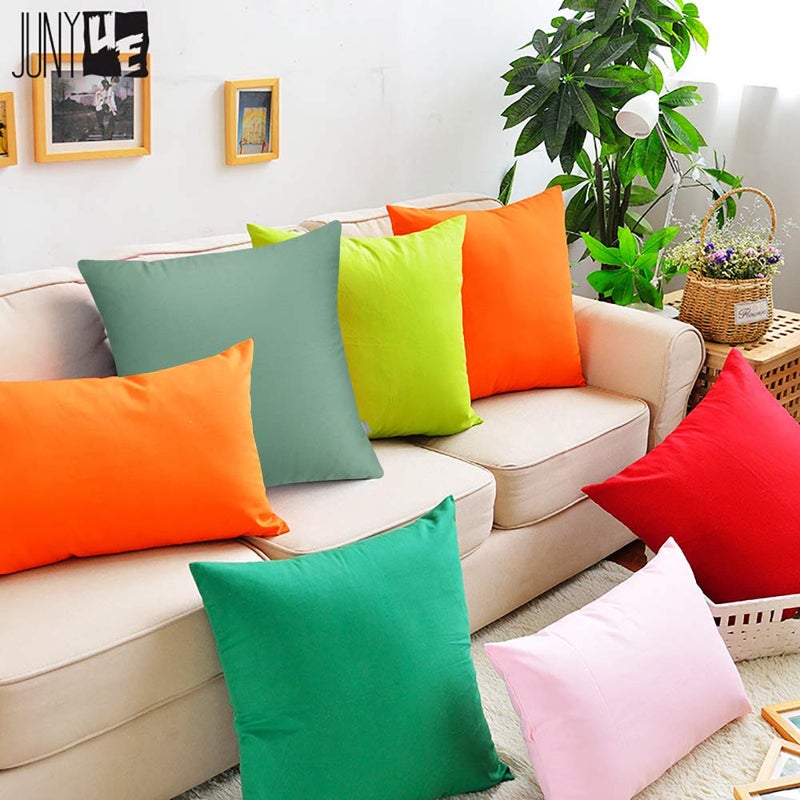 Thmyo 4-Pack 100% Cotton Comfortable Solid Decorative Throw Pillow Case Square Cushion Cover Pillowcase Sublimation Blank Pillow Covers(Cover Only No Insert)(16x16 inch/ 40x40cm  Mist Green) - Image 3