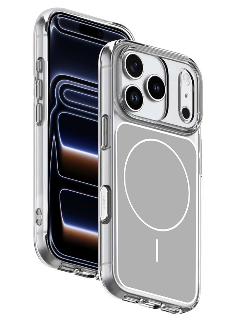 CATANES غطاء مغناطيسي لجهاز iPhone 17 Pro Max - غطاء خلفي شفاف مقاوم للصدمات - تصميم نحيف مضاد للاصفرار - فضي - Image 2