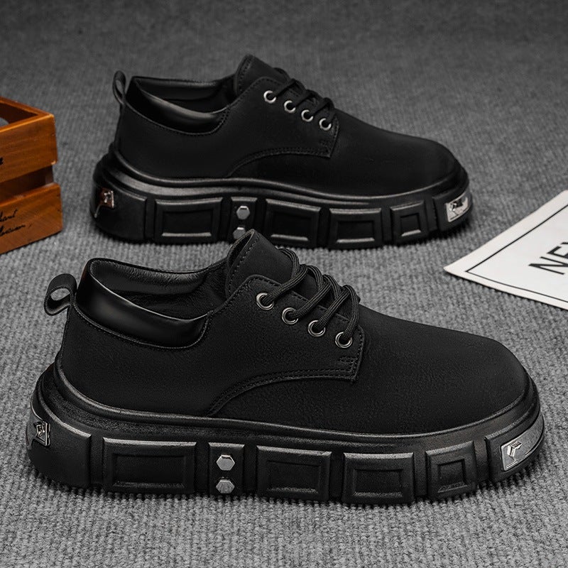 British Style Punk Large Leather Shoes For Men, Autumn Men'S Casual Derby Shoes, Men'S Thick-Soled Height-Increasing Shoes - Image 1