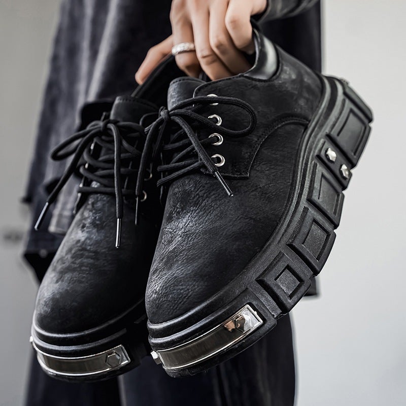 British Style Punk Large Leather Shoes For Men, Autumn Men'S Casual Derby Shoes, Men'S Thick-Soled Height-Increasing Shoes - Image 5