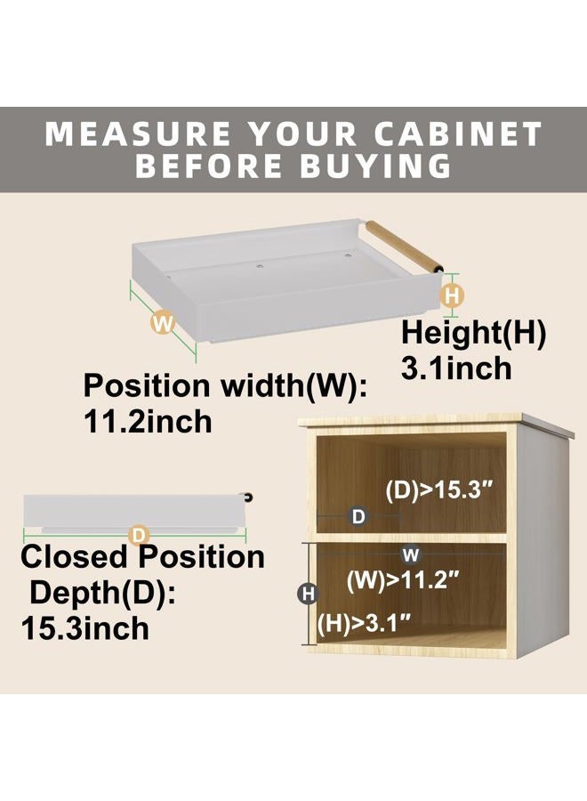 Upesitom Pull Out Cabinet Organizer, 15.3'' Deep Expandable Slide Out Cabinet Organizer Fixed with Adhesive Nano Film, Slide Out Drawers Pull Out Tray for Cabinet in Kitchen, Pantry, Bathroom, White - Image 2