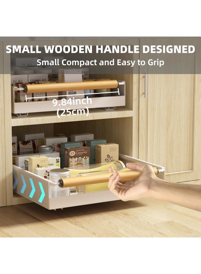 Upesitom Pull Out Cabinet Organizer, 15.3'' Deep Expandable Slide Out Cabinet Organizer Fixed with Adhesive Nano Film, Slide Out Drawers Pull Out Tray for Cabinet in Kitchen, Pantry, Bathroom, White - Image 3
