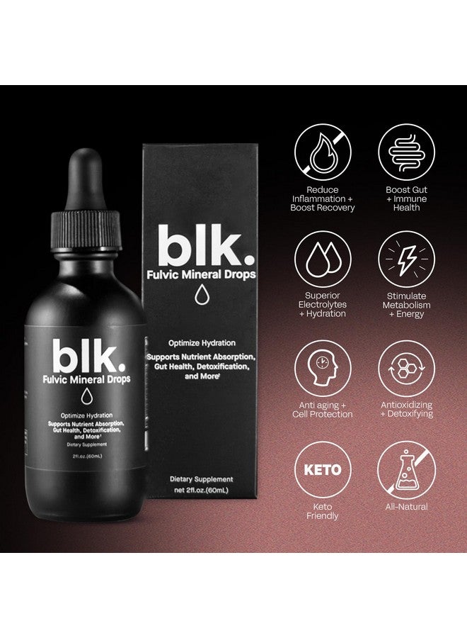 BLK قطرات الماء القلوي المعدني الطبيعي blk. PH 8+ مع الإلكتروليتات المدعمة بحمض الفولفيك والأحماض الأمينية، بدون سكر، 2 أونصة. - Image 3