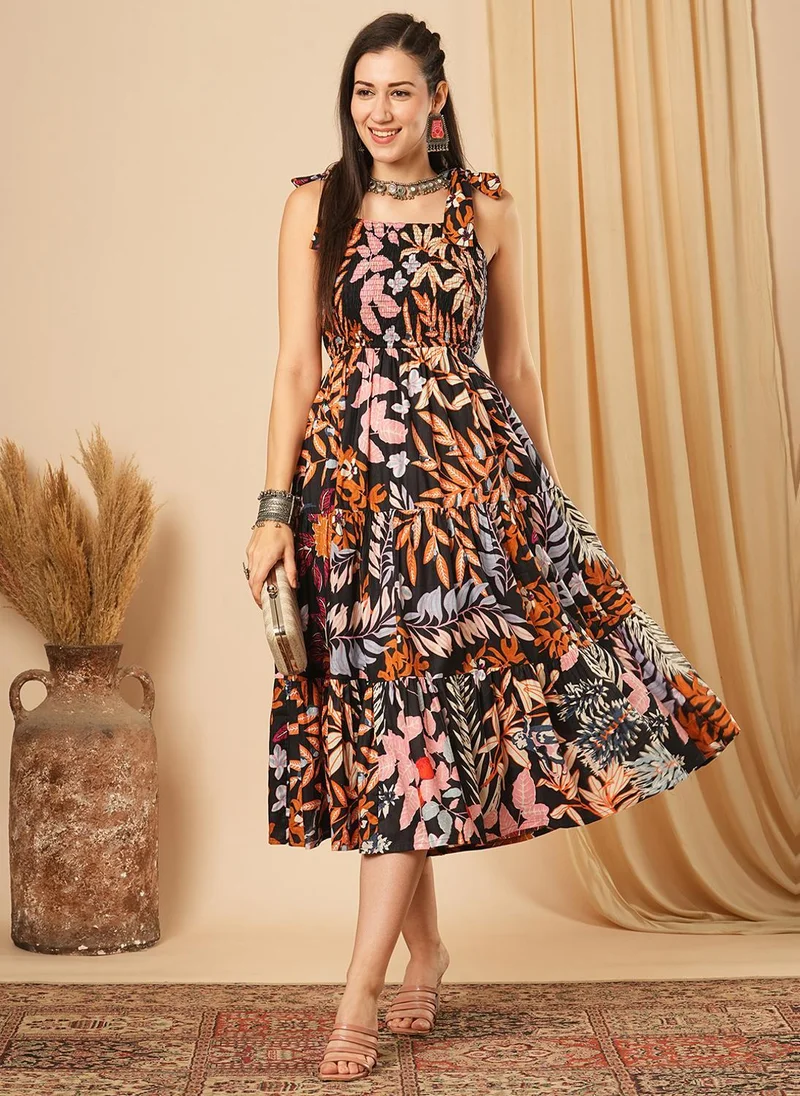 globus Globus Women Printed Fit & Flare Midi Ethnic Dress