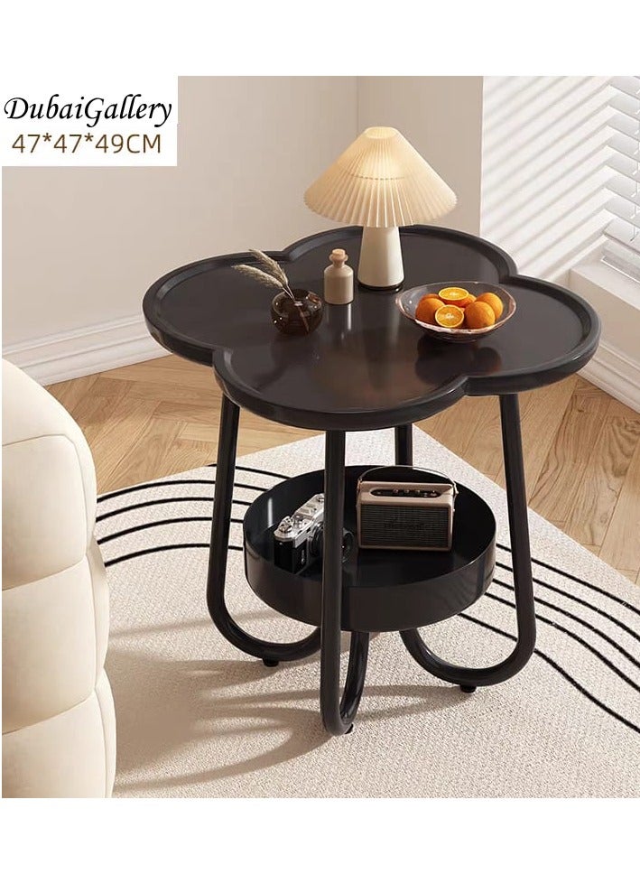 DubaiGallery Side Table Modern Small Coffee Table Corner Table Living Room Table Bedside Table Sofa Side Table Snack Laptop Table with Round Tray - Image 1