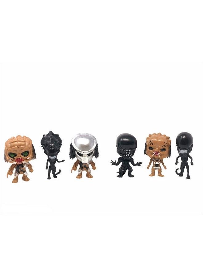 Generic - Alien Vs Predator Action Figure Set And Cake Topper 6 Pcs Alien Versus Predator Cartoon Toys Set Comes With Keychain Predator Figures, Alien Figures - Image 1