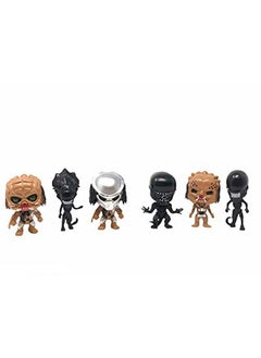 Alien Vs Predator Action Figure Set And Cake Topper 6 Pcs Alien Versus Predator Cartoon Toys Set Comes With Keychain Predator Figures, Alien Figures