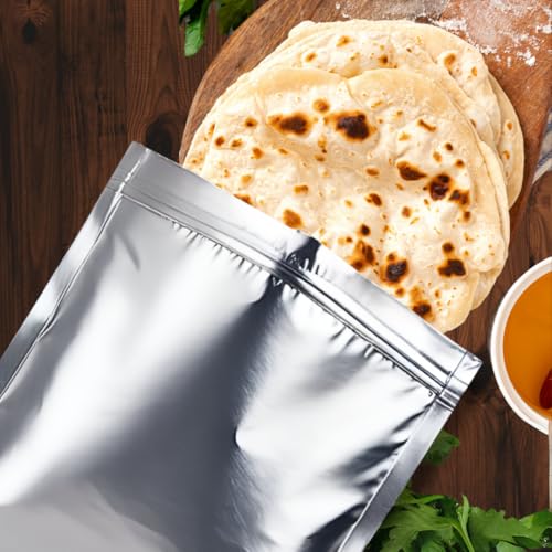 GREENTWISH Zip 'N' Seal Metallised Silver Zip Lock Bags, Reusable Sandwich and Food Storage Bag, Airtight Foil Pouch with Zipper, Freezer Safe, Polyethylene | Size: Medium (8x9 Inch) | 15 Bags - Image 5