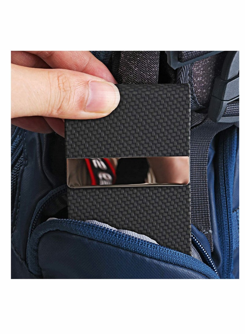 KASTWAVE حامل بطاقات العمل، للنساء والرجال، حامل بطاقات عمل احترافي من جلد PU، حامل بطاقات الاسم، محفظة بطاقات مع إغلاق مغناطيسي، نمط منسوج باللون الأسود - Image 4