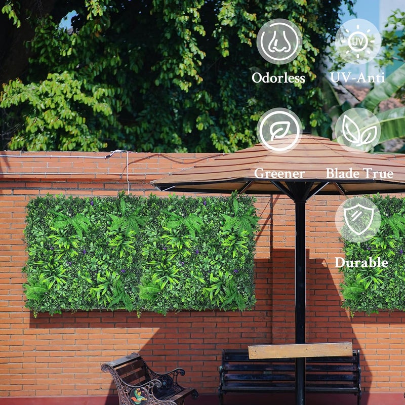 ODTORY Artificial Grass Wall Panels Backdrop,13 X 13 in 10P (12 sqft) UV-Anti New Bottom Plate Greenery Boxwood Panels for Indoor Outdoor Green Wall Decor & Ivy Fence Covering Privacy - Image 3